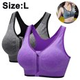 thumbnail image 1 of Sujetador deportivo de 2 piezas con cremallera en la parte delantera y tirantes de alto impacto para entrenamiento, 1 of 8