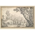 thumbnail image 2 of Paul van Somer 24x18 Black Ornate Framed Double Matted Museum Art Print Titled: Sheperd's Dancing in Classical&nbsp;Landscape (1713), 2 of 5
