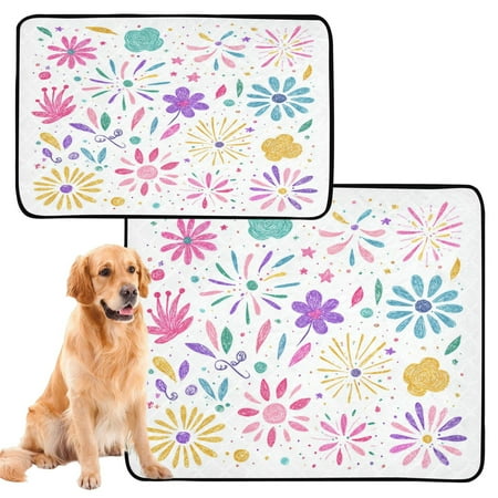 IAUYY Washable Pee Pads for Dogs Smallx3 Absorbent and Leak-Proof Non-Slip Reusable Puppy Pee Pads for Dogs Applicable to Playpen Potty Crate Spiral-shaped Flowers