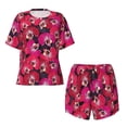 thumbnail image 4 of Kdxio Orchids Flowers Print Pajamas Sets for Women Short-Sleeved Pjs with Lounge Shorts Two Piece Sleepwear S-4XL, 4 of 9