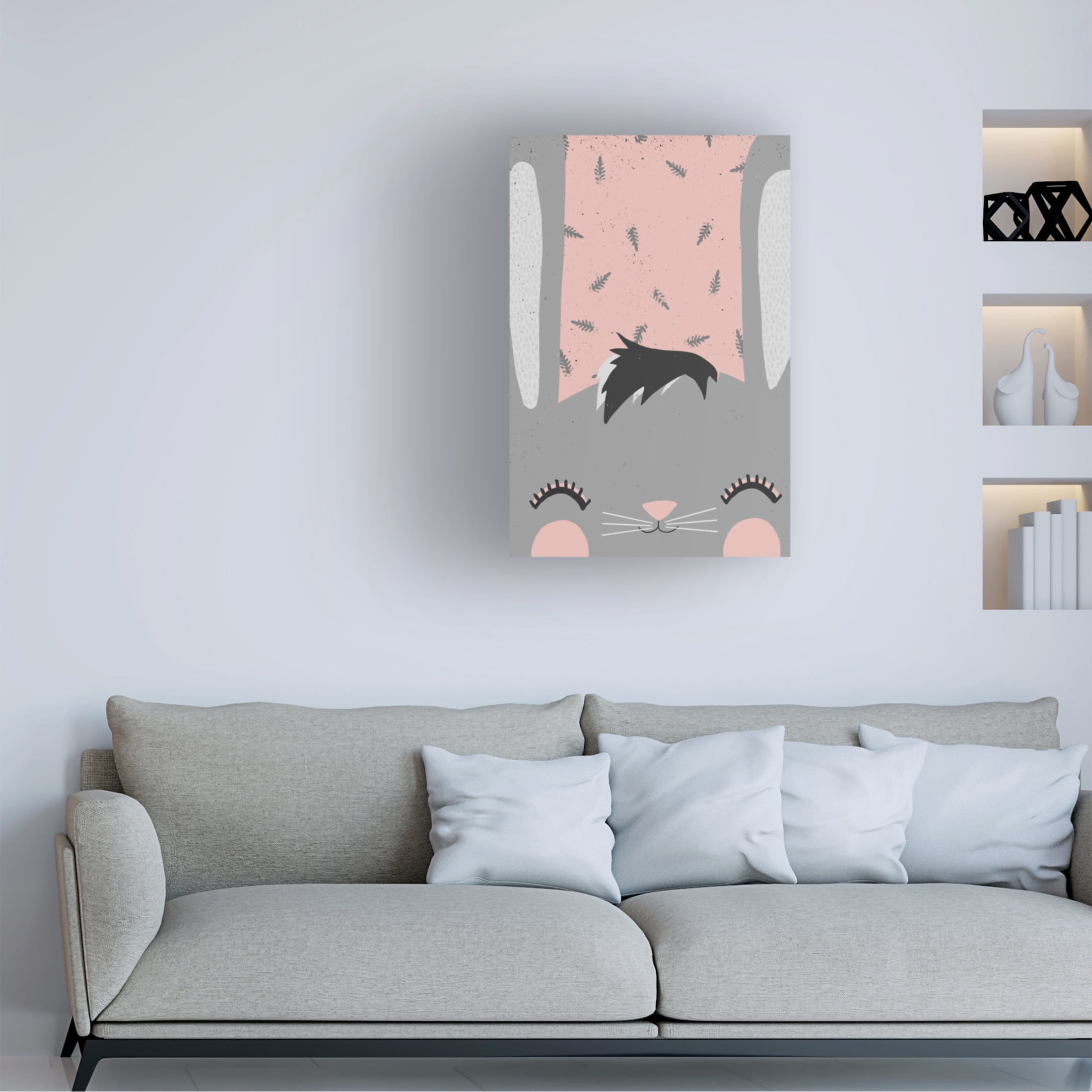 Canvas Wall Art - Treechild 'Little Bunny (pink)' Wall Art for Living Room, Bedroom, or Office D?cor by Trademark Fine Art - 12 x 19 Inches