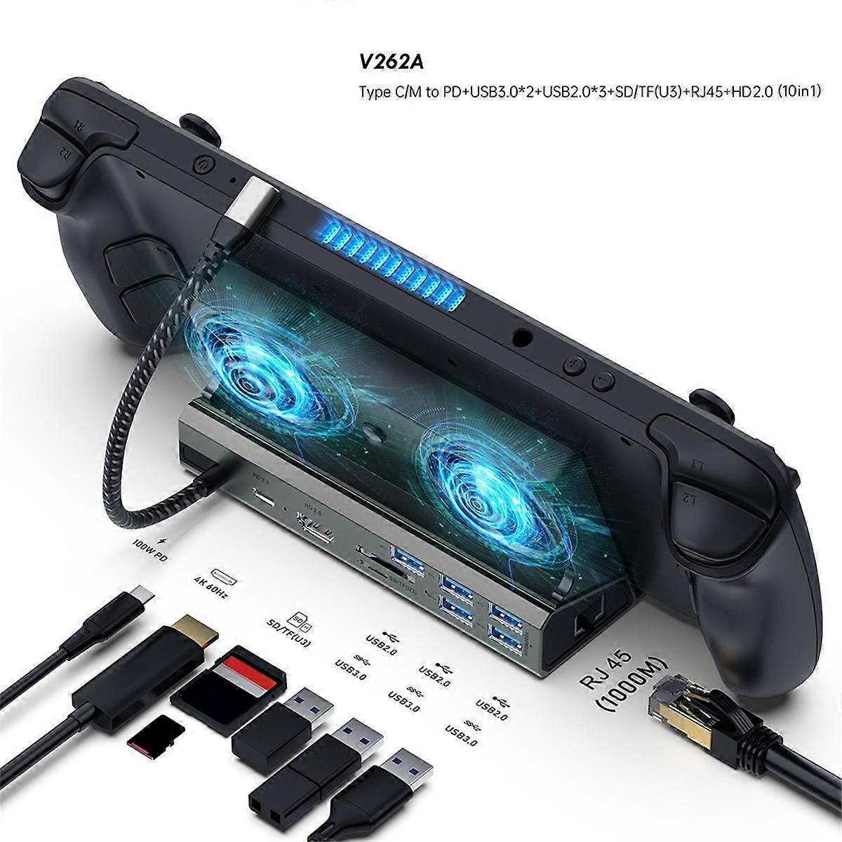 For ROG Ally Game Dock Console Hub 4K 60Hz USB C Docking Station (A)