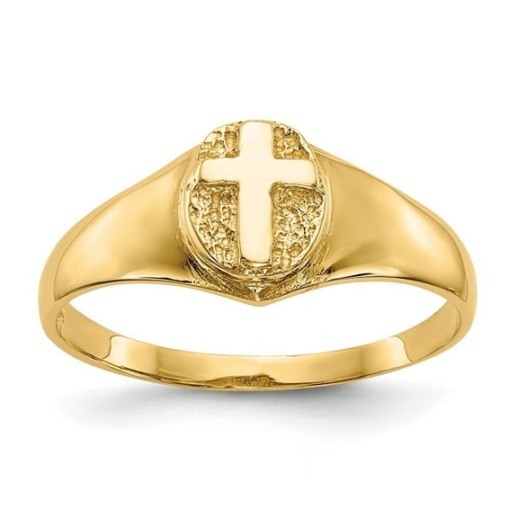 Auriga Fine Jewelry 10K Yellow Gold Polished Cross Ring for Women Size 4