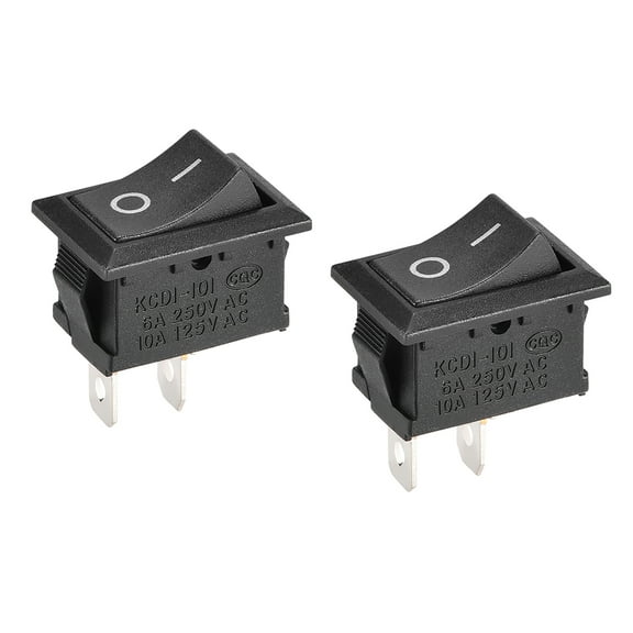Mini Boat Rocker Switch BlackToggle Switch for Boat Marine 2pins ON/OFF AC 250V/6A 125V/10A, 2pcs