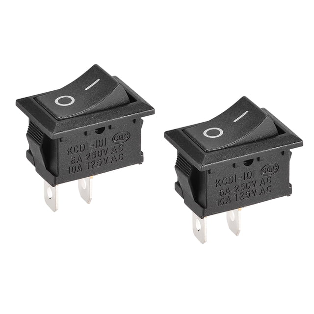 Interruptor de palanca mini para barco negro, interruptor de palanca para barco marino, 2 pines ON/OFF AC 250V/6A 125V/10A, 2 piezas