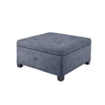 thumbnail image 3 of Xukmct Soft Seat Storage Ottoman with Wood Legs, Upholstered Footstool for Living Room, Bedroom, Blue, 3 of 6