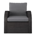 thumbnail image 3 of CorLiving Brisbane Rust-Resistant Outdoor Resin Wicker and Steel Patio Arm Chair with Cushions, Charcoal Grey/Light Grey, 3 of 9