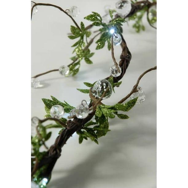 3 Pieces of LED Vine Lights with Crystals & Leaves 72 inches Plug In