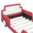 thumbnail image 3 of HICOMILA Race Car Bed Frame for Boys＆Girls with Wheels, Twin Size Car Beds PU Leather Wooden,Twin Platform Bed for Girls＆Boys Bedroom, Red, 3 of 11