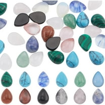 DIY 1 Box 48Pcs 12 Styles Teardrop Stone Cabochons Gemstone Cabochon Bulk Natural Water Shaped Tear Drop Flatback Quartz Chakra No Hole Loose Gem Stones Cabochons for Necklace Jewelry Making DIY DIY