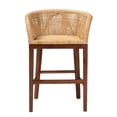thumbnail image 2 of bali & pari Papua Natural Rattan and Walnut Brown Acacia Wood Counter Stool, 2 of 20