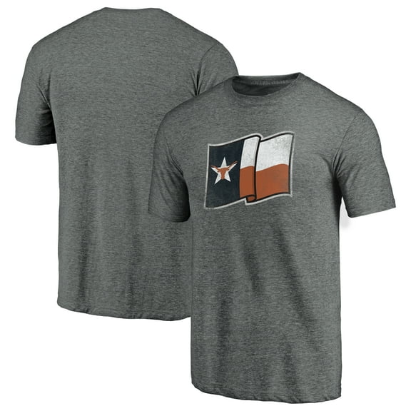 Men's Heather Gray Texas Longhorns Longhorn Flag Tri-Blend T-Shirt