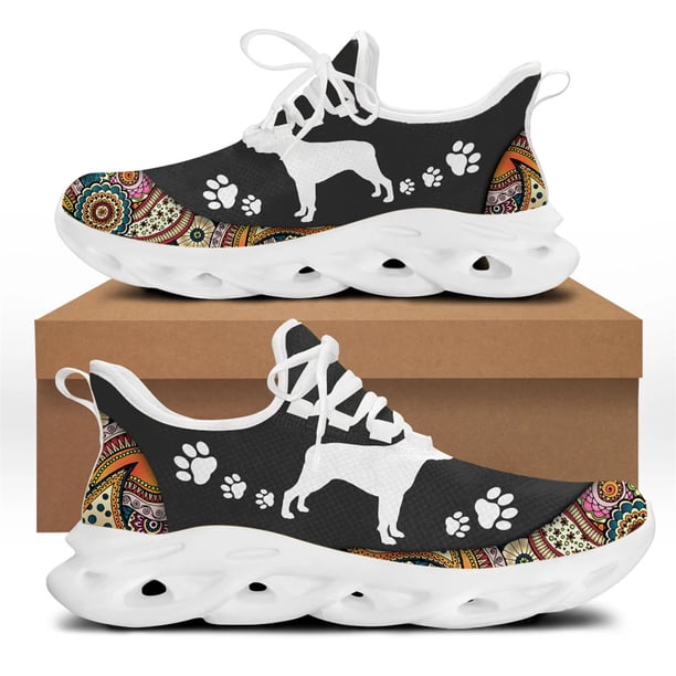Zapatillas deportivas ligeras y transpirables con diseño de huella de perro y flores, zapatillas deportivas de malla transpirables para exteriores, zapatos casuales