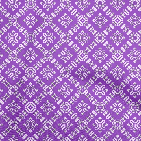 oneOone Velvet Purple Fabric Asian Block Fabric For Sewing Printed Craft Fabric By The Yard 58 Inch Wide