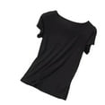 thumbnail image 3 of Fall Saving! HVOBTTY Women's Short Sleeve Pajama Top, Pajama Top for Women, Women's Soft Comfortable Solid Color Short Sleeve Homewear Pajama Top Black, XXXXL, 3 of 4