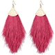thumbnail image 1 of Pendientes bohemios de hilo sedoso con flecos y borlas, colgantes ligeros con forma de pluma para mujeres y niñas, rosa rosa Ormromra LRWJ272-14, 1 of 6