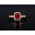 thumbnail image 2 of 1.75 Carat 7x5mm Emerald Cut Red Ruby And Moissanite Diamond Engagement Ring in 10k Rose Gold, 2 of 2