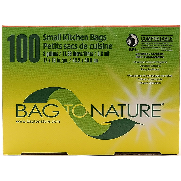 RW Eco 3 gal Green Plastic Trash Can Liner - Compostable - 100 count box