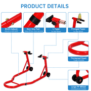 Heavy Duty Motorcycle Stand Lift -900 Lbs Capacity Front & Rear Combo Stands, Adjustable Universal Motorcycle Lift for Repairs, Maintenance & Storage