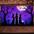 thumbnail image 2 of Spooky Halloween Banner Witch Theme Graveyard Scene for Halloween Party Outdoor Decoration Indoor Celebration, 2 of 9