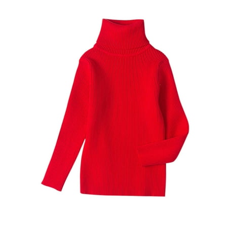 

FRSASU Clearance Toddler Kids Baby Knit Turtleneck Sweater Soft Solid Warm Sweater Crochet Pullover Red 130(130)