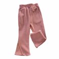 thumbnail image 6 of Mifsaly Girls Waffle Knit Wide Leg Pants High Waisted Flare Sweatpants with Pockets Solid Color Outdoor Play Lounge Clothes, 6 of 6