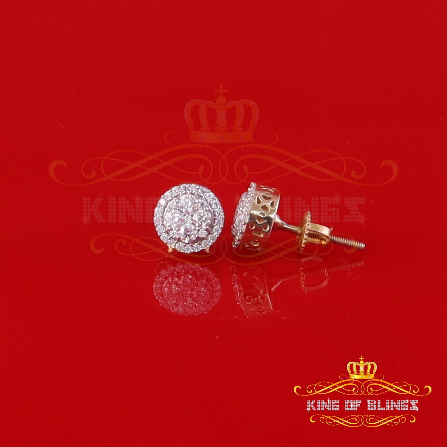 King of Bling's Men's/Womens 925 Silver Yellow 0.50ct VVS 'D' Moissanite Round Stud Earrings