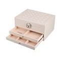 thumbnail image 4 of Caja de almacenamiento de joyas Caja de joyería de cuero PU de gran capacidad multicapa con llave de bloqueo para viajes en casa Blanco perla, 4 of 5
