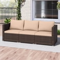 thumbnail image 4 of Costway 3PCS Patio Sectional Sofa Set with Right Arm Sofa & Left Arm Sofa, Soft Cushions Beige + Mix Brown, 4 of 10