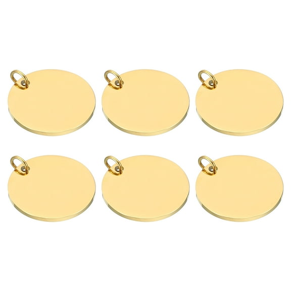 20mm Steel Disc, 6pcs Stainless Steel Stamping Blanks Tags for Laser Engraving Stamping Jewelry Making,Gold Tone