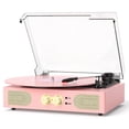 thumbnail image 1 of Tocadiscos TANLANIN Vintage Rosa 3 velocidades con Bluetooth y graves, 1 of 8