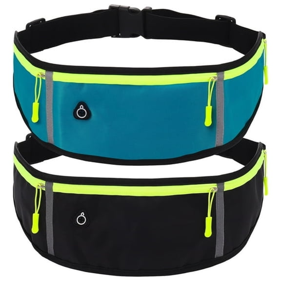 GASTROPOD 2 Pack Running Belts for Men Women,Slim Sports Waist Belt Bag with 3 Separate Pockets,Running Phone Holder Pouch with Reflective Strips,Waterproof Money Fanny Pack for Cycling Hiking