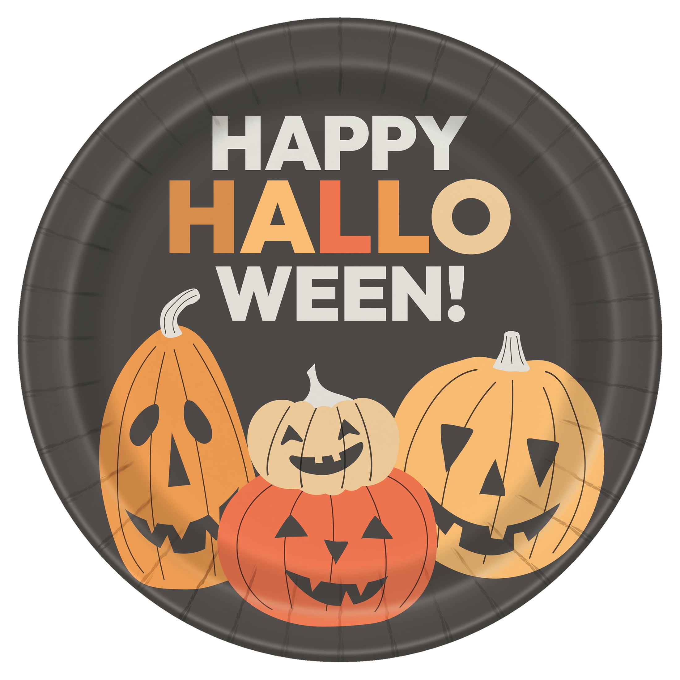30 Count 9IN Smiling Pumpkins "Happy Halloween" Plates by Way to Celebrate
