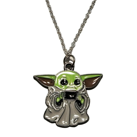 Main Street  Yoda Character Figure 1.5" Tall Metal Pendant Necklace, Silver, Cable, 1.5 in