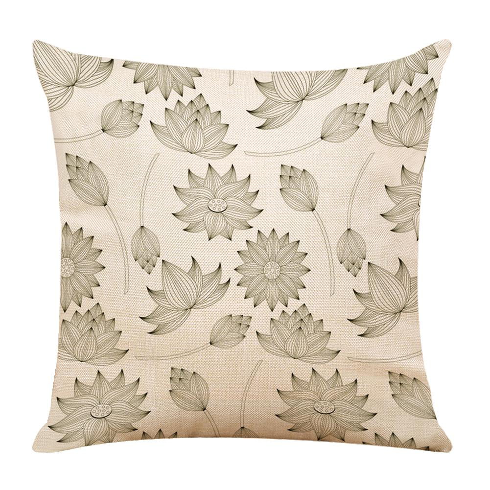 18" Lotus Cotton Linen Pillow Case Sofa Waist Bed Cushion Cover Home Decoration 