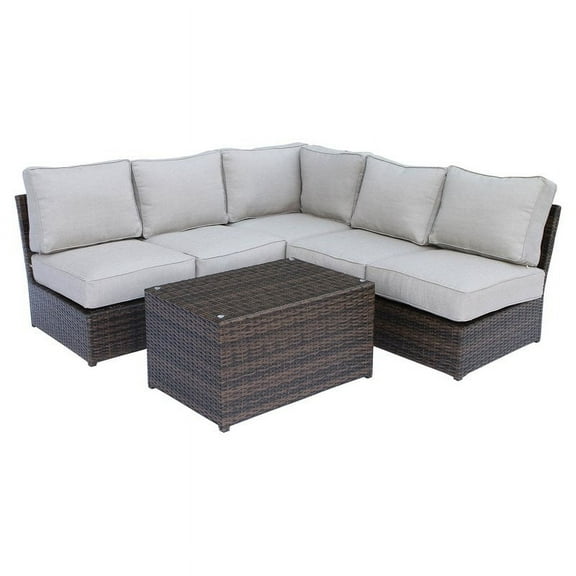 Living Source International 6-Piece Sectional Set w/ Cushions in Espresso Finish