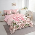 thumbnail image 3 of Manfei Bow Alphabet 7-Piece Bedding Comforter Set,Floral Rose King Bedding Sets,Sparkling Sequin Ultra Soft Bed Sheets,Luxury Girls Bedroom Decor,Reversible, 3 of 8