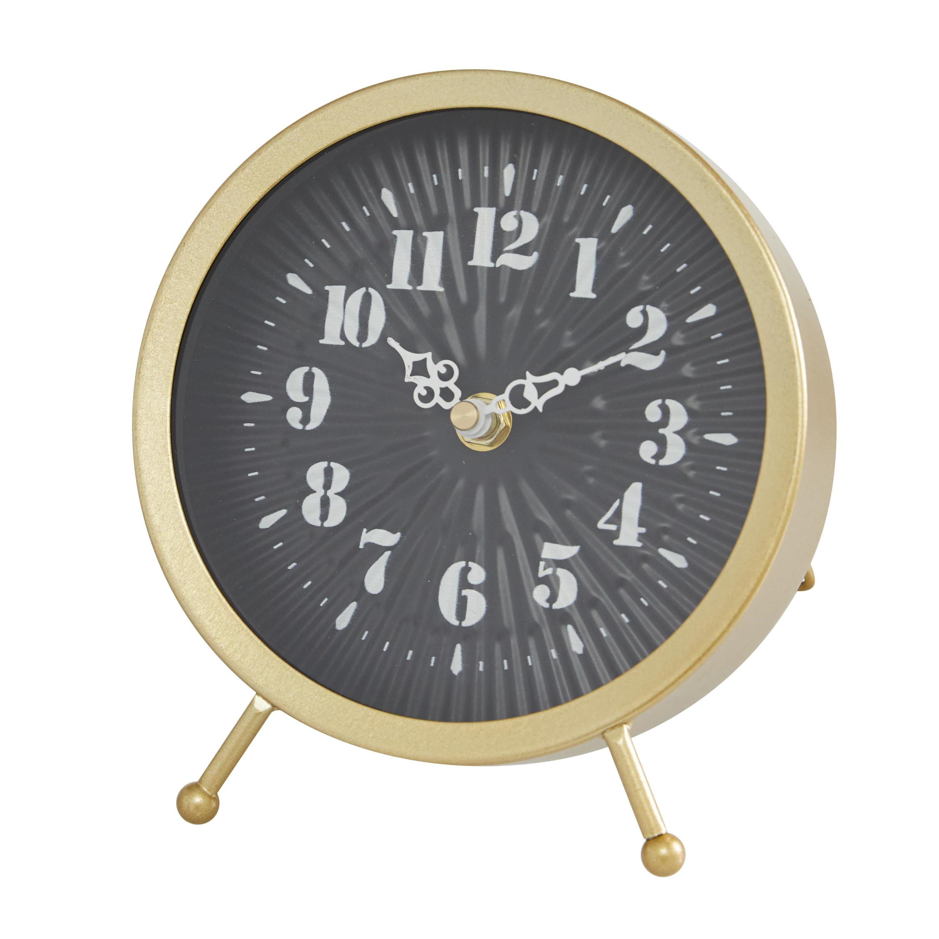 DecMode 7" Gold Metal Clock, Set of 2