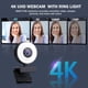 thumbnail image 5 of Cámara Web de Enfoque Automático 4K HD con Micrófono, Cámara de Computadora con Luz Ajustable, Cámara Web USB para Videollamadas de Escritorio y Portátil, 5 of 5