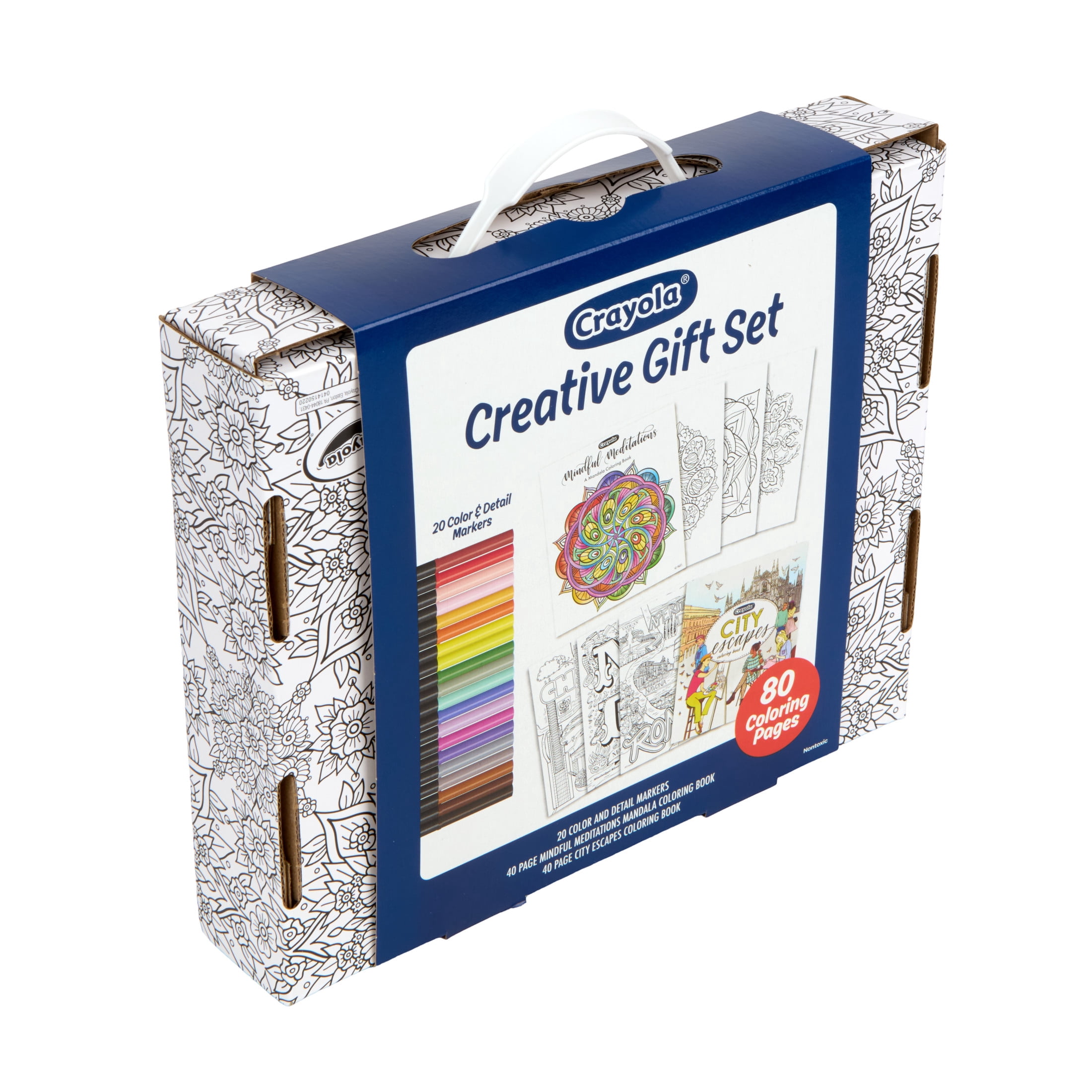 Crayola Creative Enthusiast Gift Set, 2 Adult Coloring Books and 20 Ct Premium Markers, Relaxing Activity, Arts and Crafts, Ages 8, 9, 10, 11