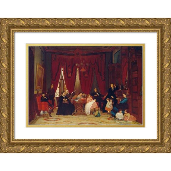 Eastman Johnson 24x17 Gold Ornate Framed and Double Matted Museum Art Print Titled - The Hatch Family (1870-71)