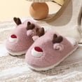 thumbnail image 3 of Zapatillas de algodón para mujer, alce navideño, pantuflas peludas de otoño e invierno, para interior del hogar, antideslizantes, cálidas zapatillas de algodón para niños, 3 of 5