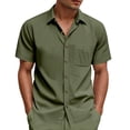 thumbnail image 2 of RUTAYY Men's Shirts Short Sleeve Solid Color Turndown Collar Casual Breathable Comfortable Daily Wear Button Down Travel Vacation Blouse, 2 of 5
