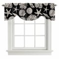 thumbnail image 2 of Summer Marine Life Tie Up Valances Curtain, Adjustable Kitchen Graffiti Corals Shell Conch Sea Starfish Black Valances for Windows Decor, Rod Pocket Short Curtains Set for Bedroom/Bathroom, 54"x18", 2 of 9