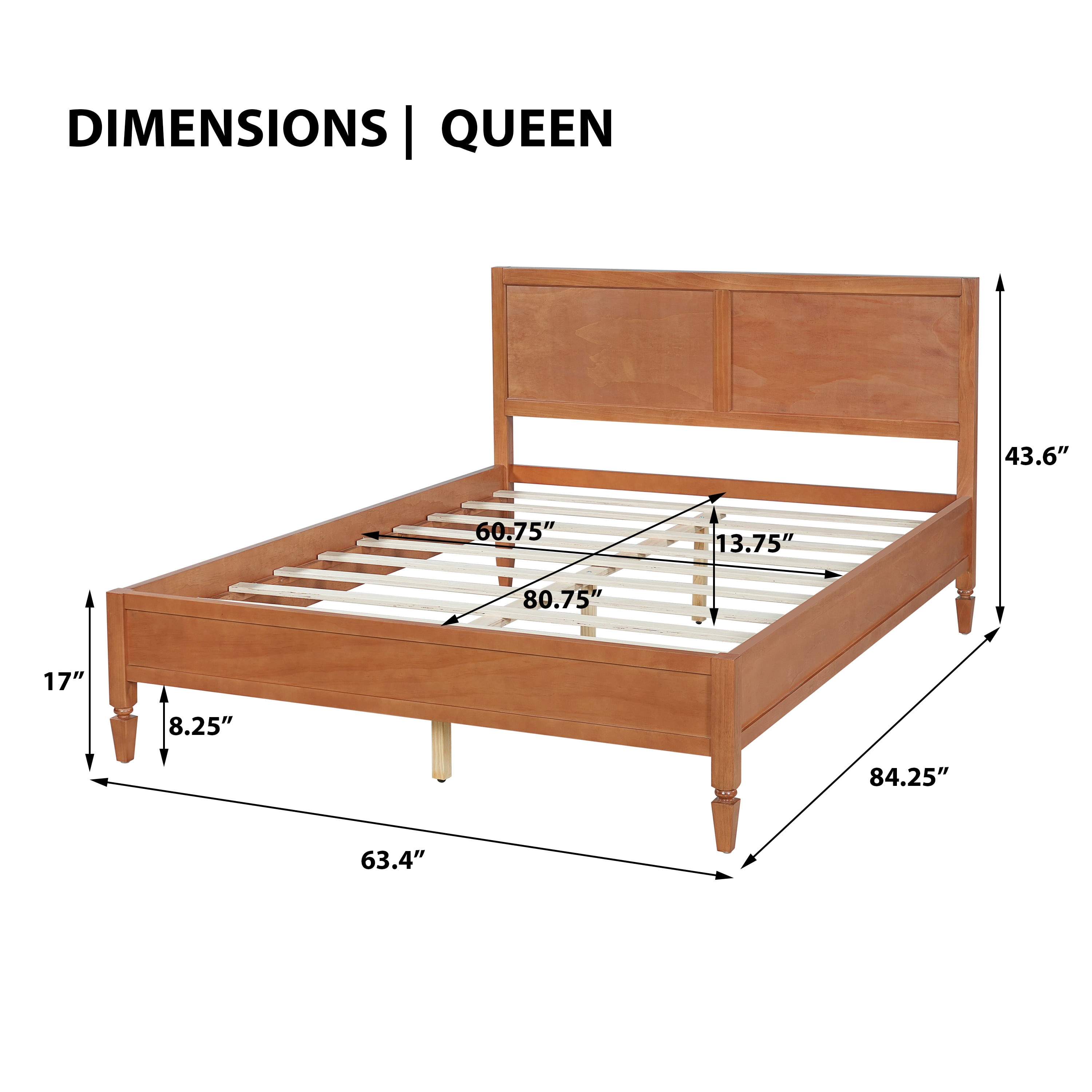 Queen Size Classic Wood Platform Bed Frame, No Box Spring Needed, Easy Assembly