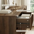 thumbnail image 4 of Laintene 6 Drawer Dresser for Bedroom, 53" Wide Dressers & Chest of Drawers, Boho Fluted Dresser with Wave Panel Design, Modern Storage Dressers Organizer for Living Room,Walnut, 4 of 10
