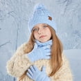 thumbnail image 2 of Valora Winter Kids Hat Scarf Warm Knitted Neck Warmer Mittens Set For Boys Girls Cold Outdoor Activities Blue, 2 of 6