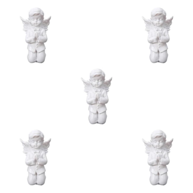 Maytalsory Resin White Angel Statue Elegant Desktop Decor Collection Window Props for Christmas prayer boy 5Set