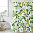 thumbnail image 4 of Summer Lemon Bathroom Shower Curtains with 12 Hooks Polyester Waterproof Shower Curtain for Stalls and Bathtubs Modern Yellow Fruit Green Plant Leaf Decorative Bathroom Privacy Curtain 36x72 Inches, 4 of 8
