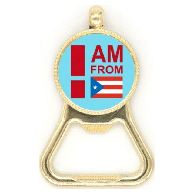 I Am From Puerto Rico Art Deco Fashion Beer Bottle Cap Opener Stainless Steel Key Chain